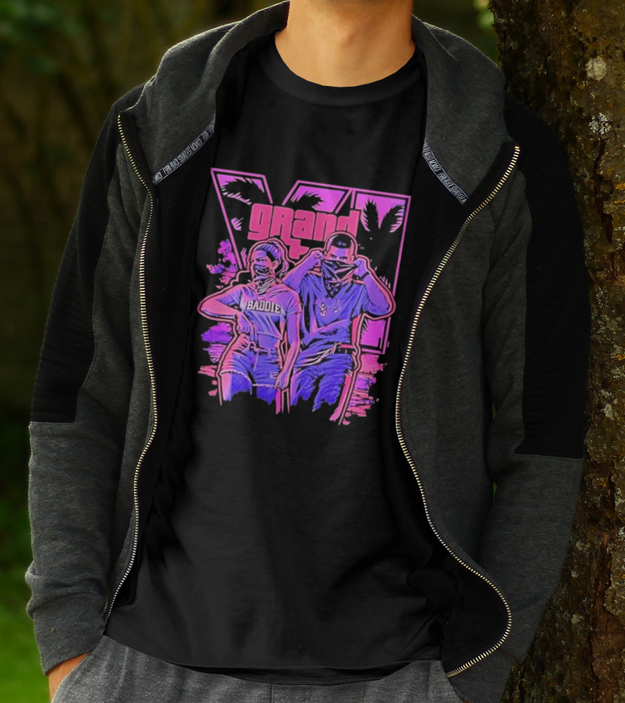 Grand Baddie Couple Neon Vibes Streetwear T-Shirt