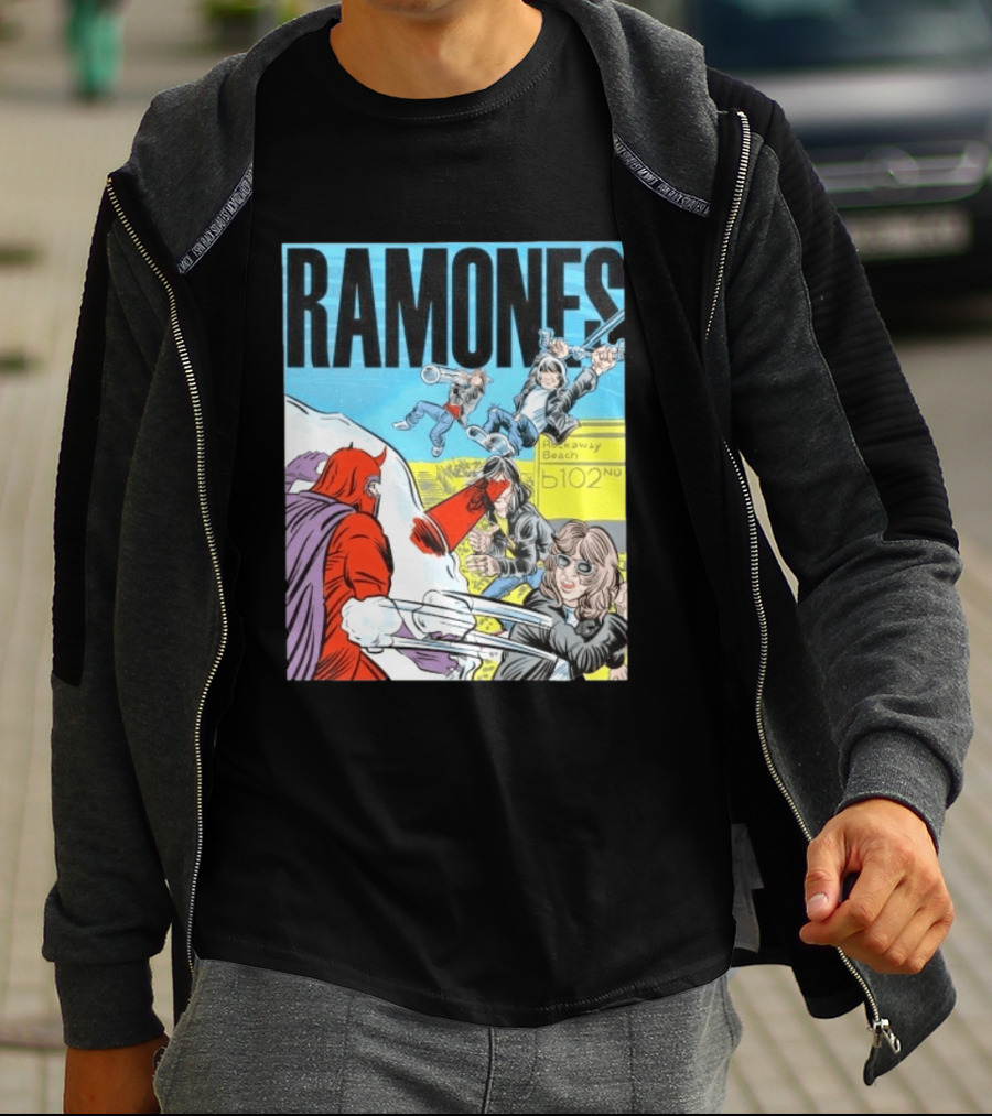 Ramones Rockaway Beach Comic Jack Kirby Style 102nd Street T-Shirt