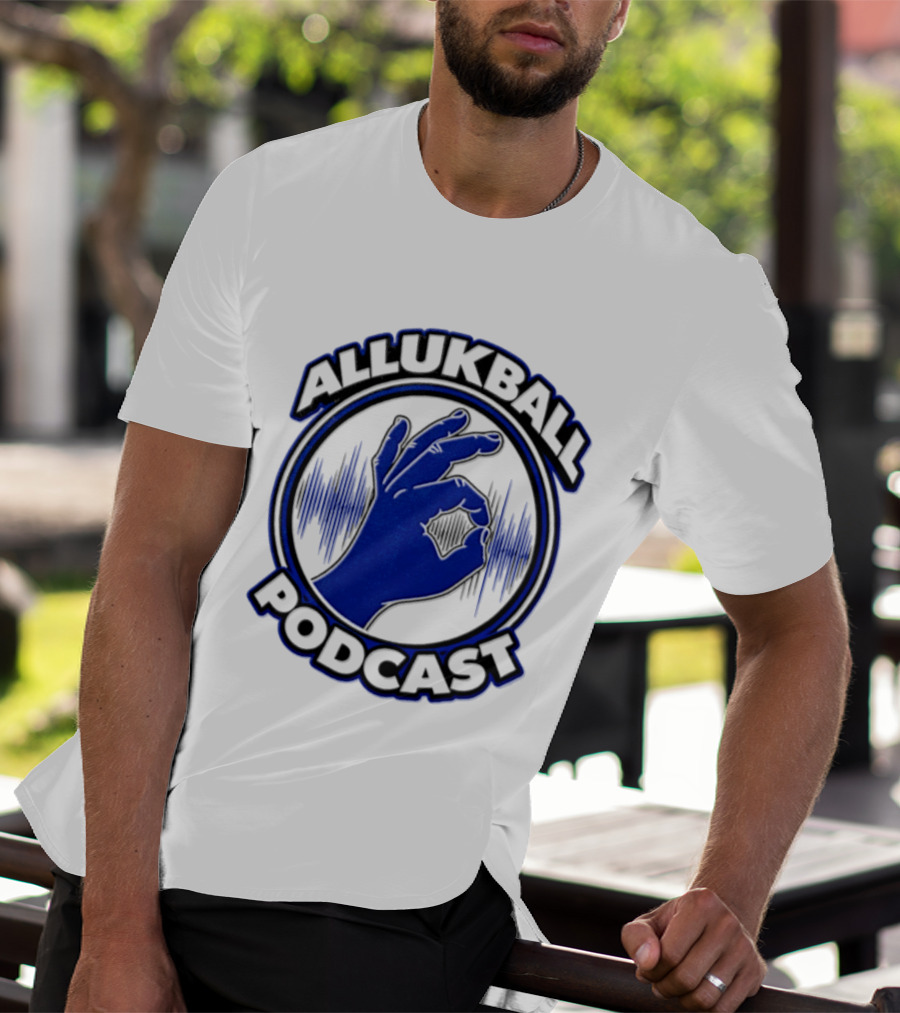 Allukball Podcast Logo Hand Gesture With Sound Waves T-Shirt
