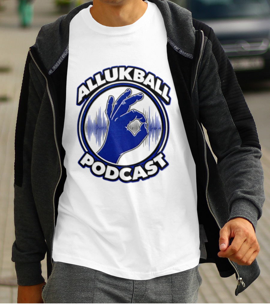 Allukball Podcast Logo Hand Gesture With Sound Waves T-Shirt