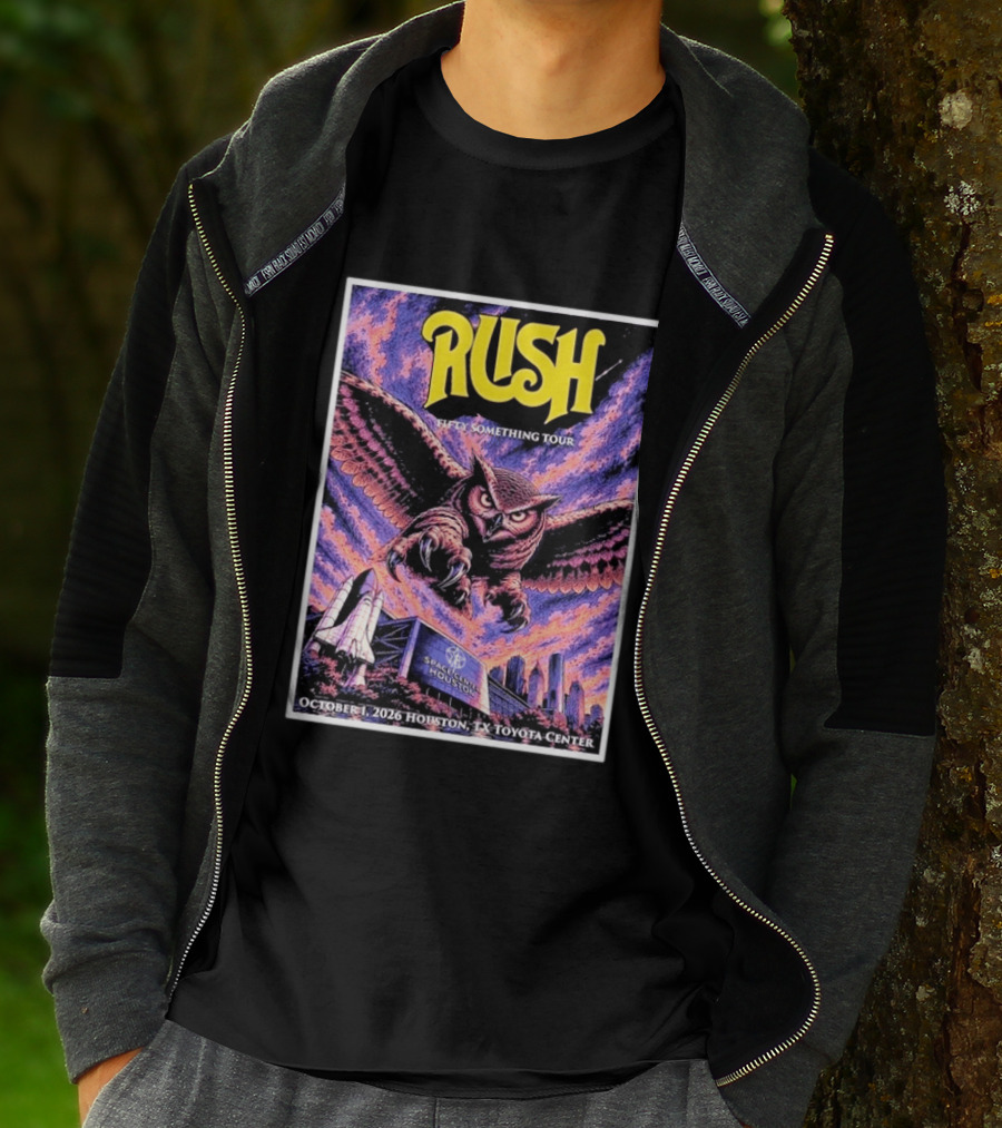 Rush Fifty Something Tour October 1 2026 Houston TX Toyota Center Owl T-Shirt