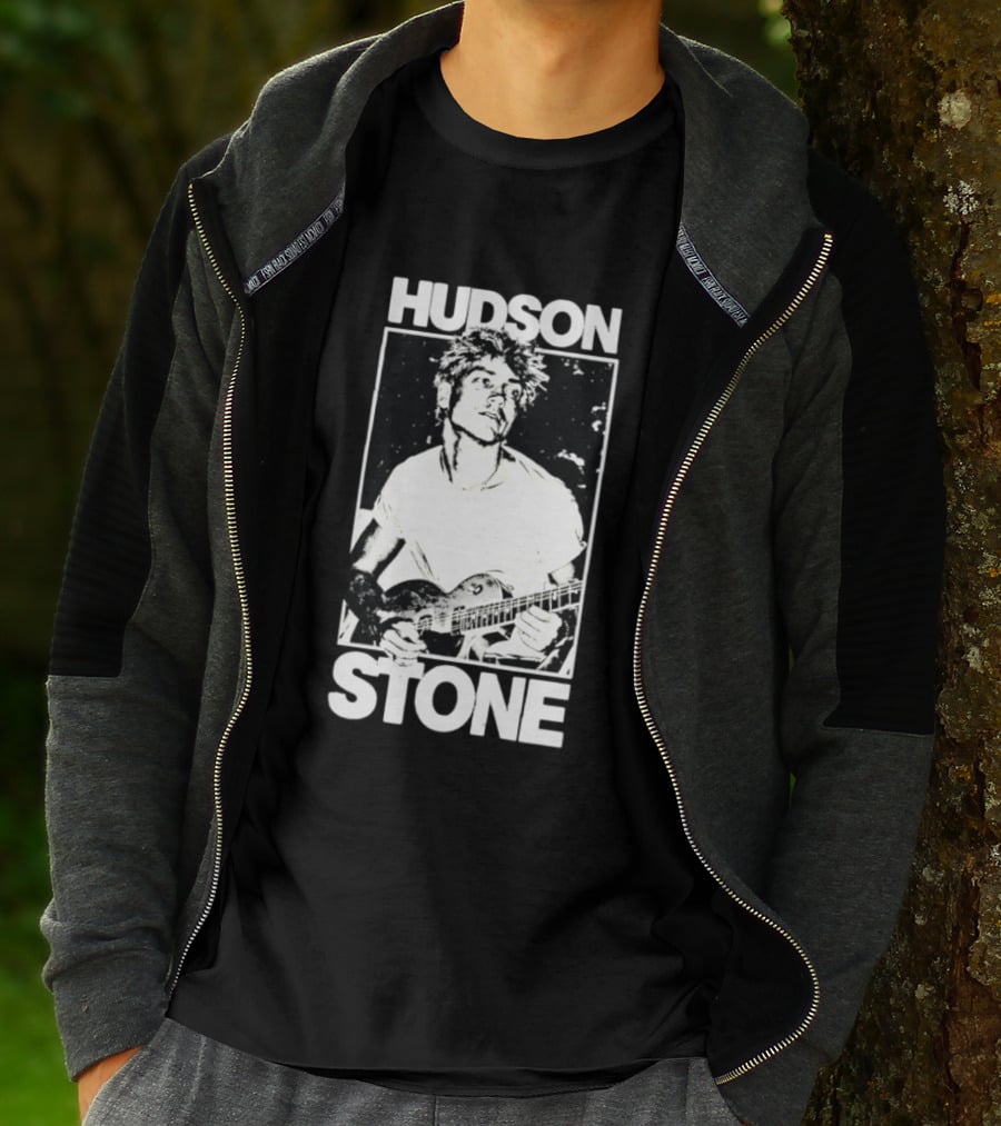 Hudson Stone Distressed Musician Black And White Image T-Shirt
