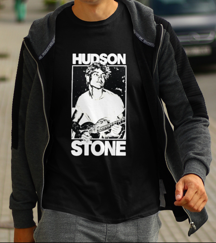 Hudson Stone Distressed Musician Black And White Image T-Shirt