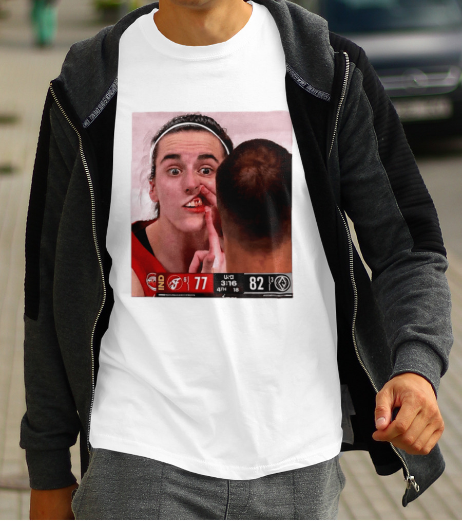 Caitlin Clark Injured Mouth Indiana Basketball Game Score 77 82 Fourth Quarter T-Shirt