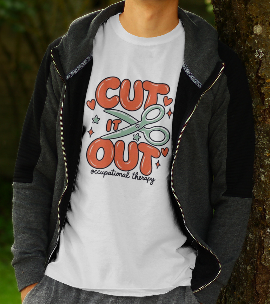 Cut It Out Occupational Therapy Scissors Art Hearts T-Shirt