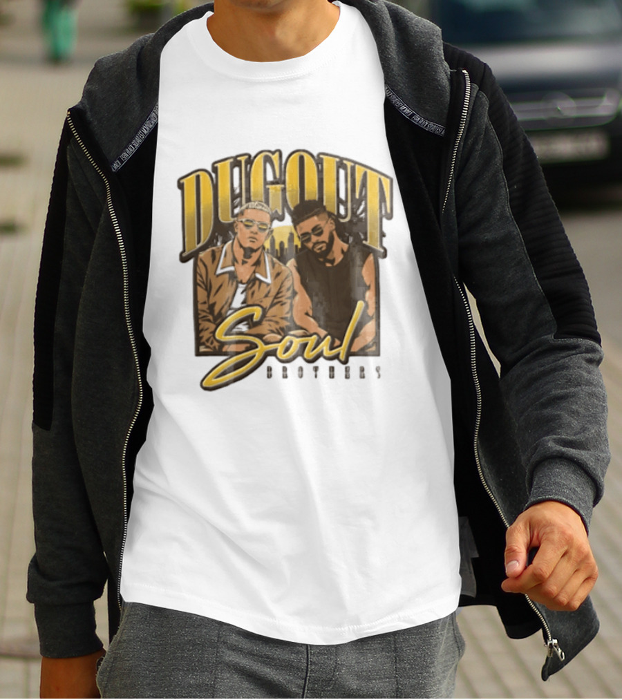 Dugout Soul Brothers Two Men Wearing Sunglasses City Skyline T-Shirt