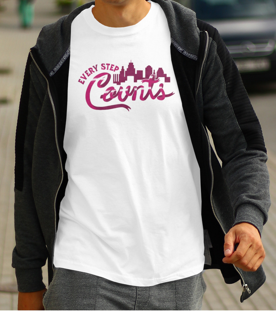 Every Step Counts City Skyline Motivational T-Shirt