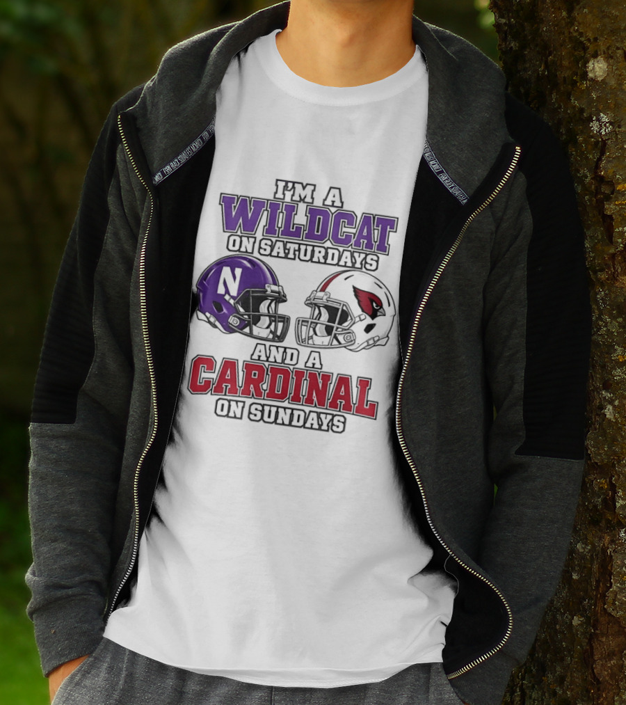 I'm A Wildcat On Saturdays And A Cardinal On Sundays Two Helmets T-Shirt