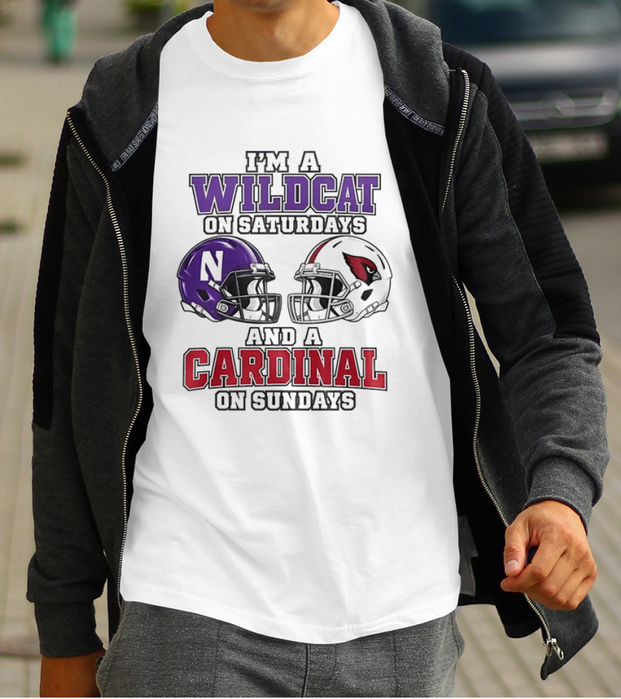 I'm A Wildcat On Saturdays And A Cardinal On Sundays Two Helmets T-Shirt