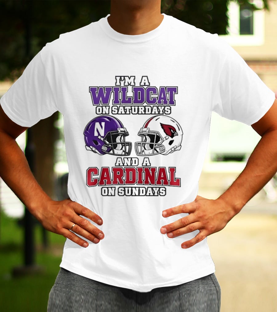 I'm A Wildcat On Saturdays And A Cardinal On Sundays Two Helmets T-Shirt