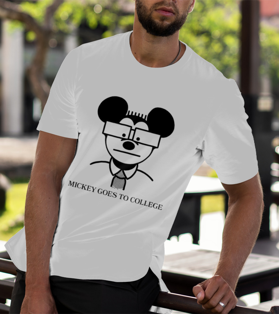 Mickey Goes To College Disney Retro Nerd Glasses T-Shirt