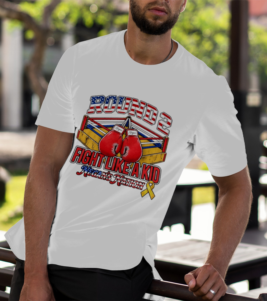 Round 2 Fight Like A Kid Negan's Nation Boxing Gloves Yellow Ribbon T-Shirt
