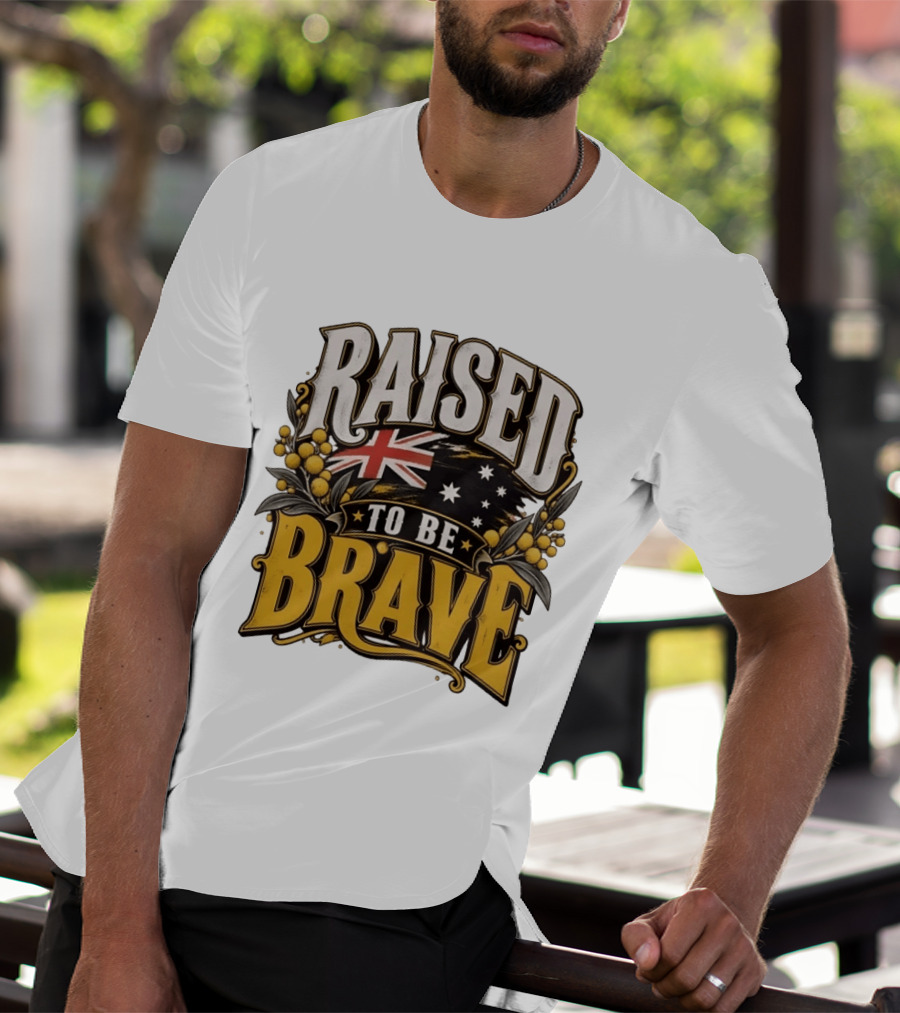 Raised To Be Brave Australian Flag With National Pride And Floral T-Shirt