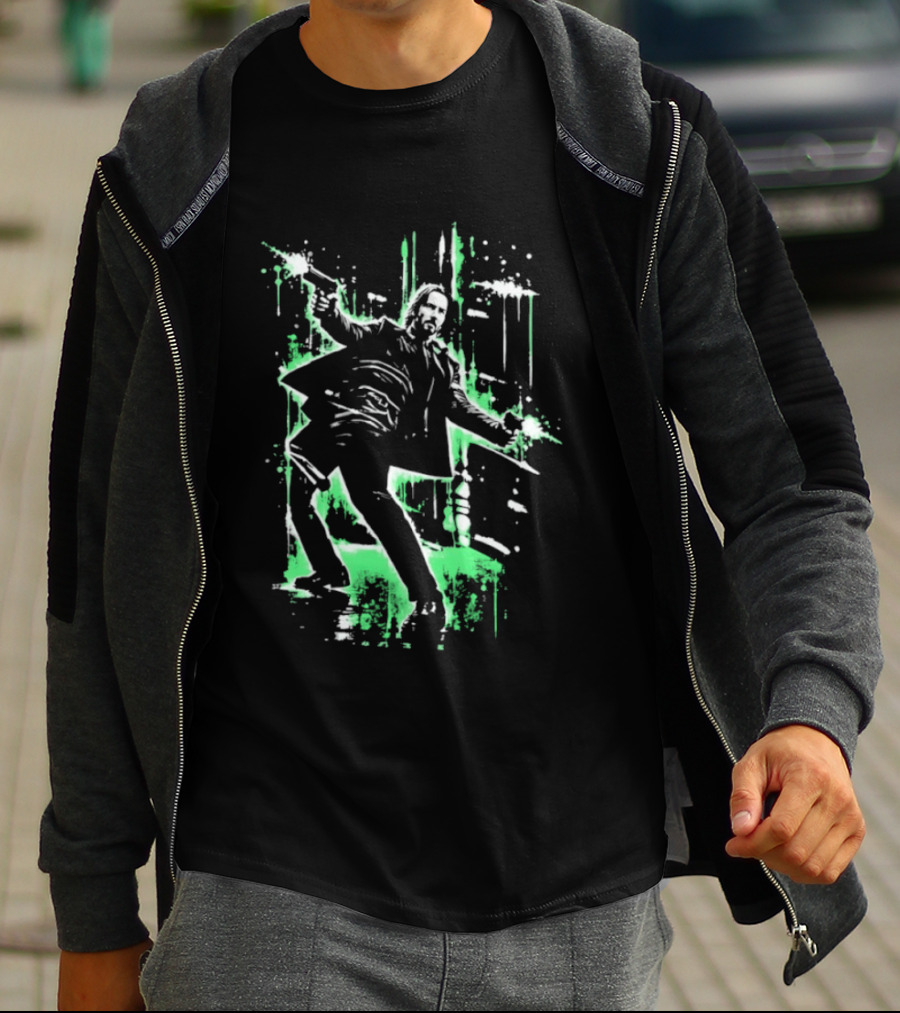 Keanu Reeves John Wick Action Paint Splatter T-Shirt