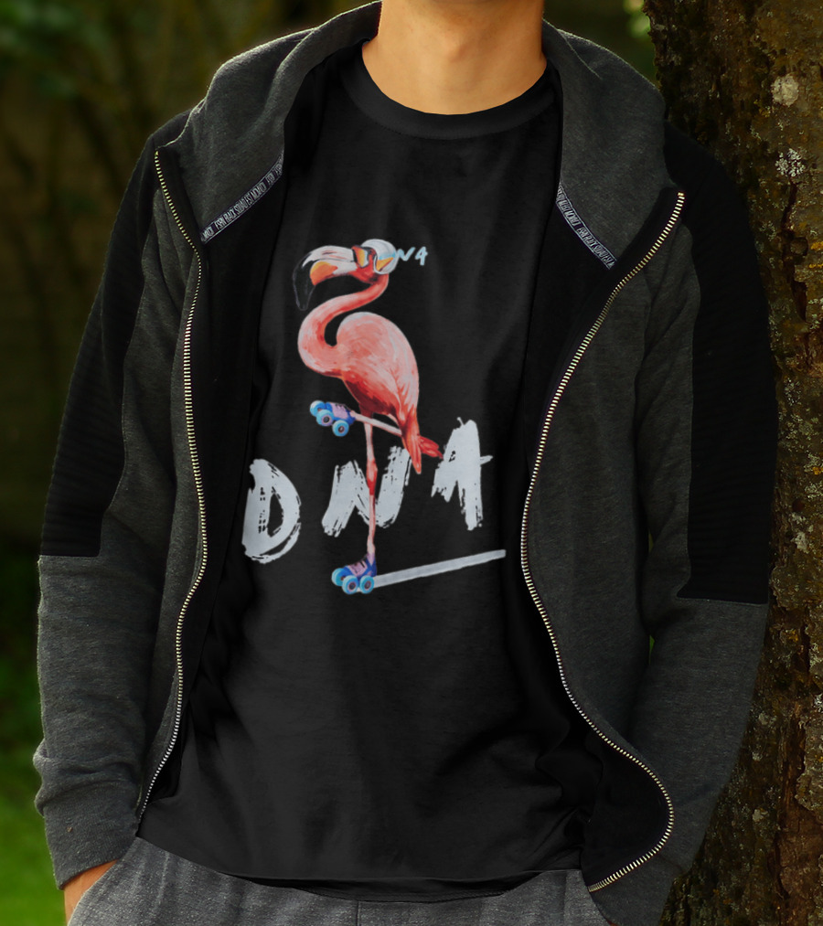 DNA Flamingo Roller Skates Fun Night T-Shirt