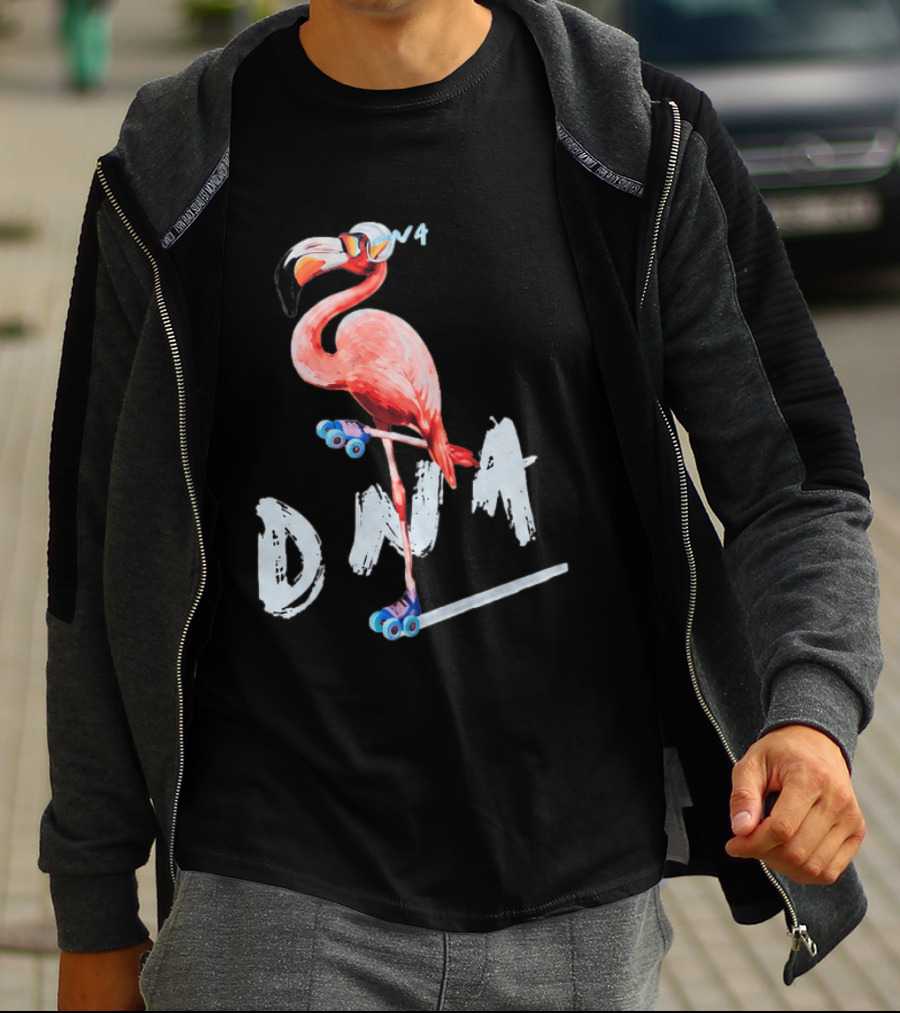 DNA Flamingo Roller Skates Fun Night T-Shirt