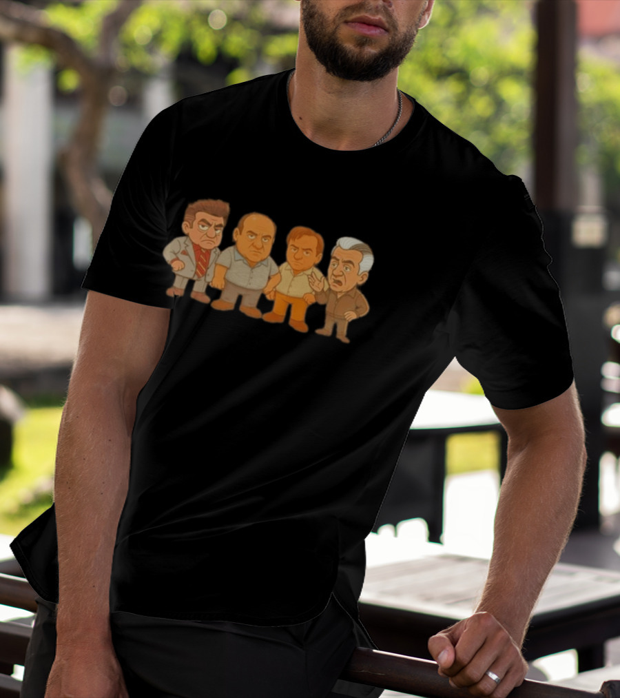 Sopranos Caricature Mobsters Big Head Mafia Characters T-Shirt