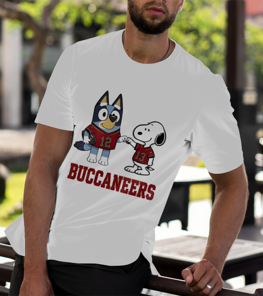 Bluey Snoopy Tampa Bay Buccaneers Football Friends T-Shirt