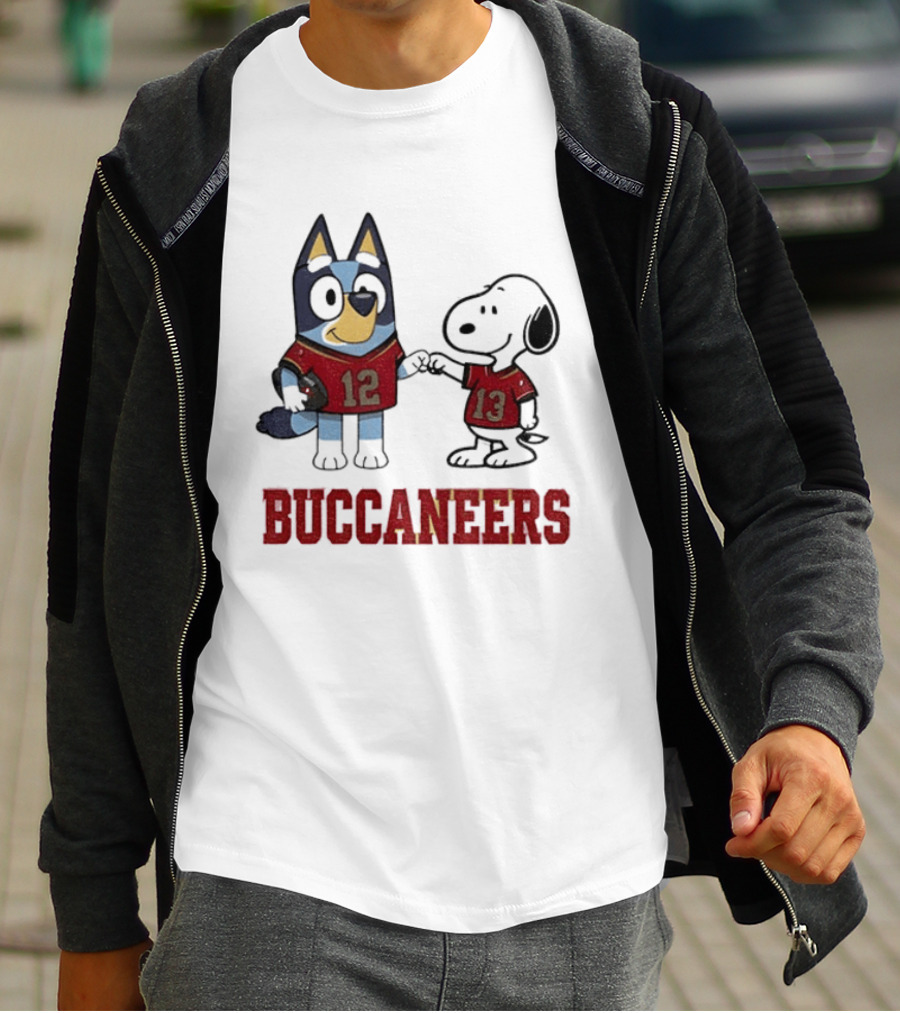 Bluey Snoopy Tampa Bay Buccaneers Football Friends T-Shirt