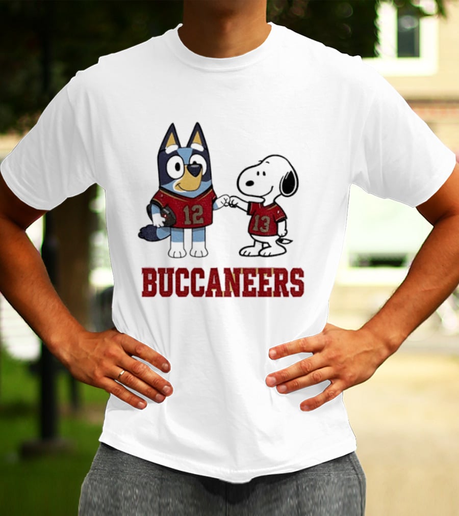 Bluey Snoopy Tampa Bay Buccaneers Football Friends T-Shirt