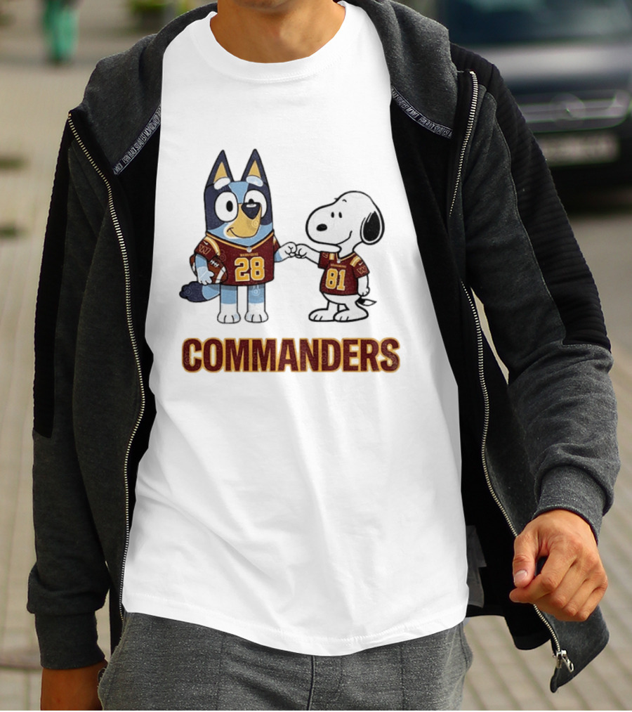 Bluey Snoopy Commanders Football 28 81 T-Shirt
