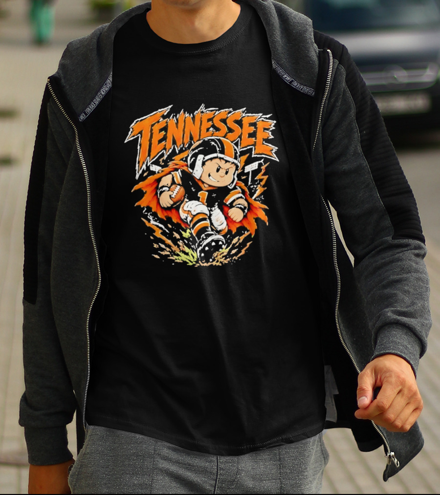Tennessee Volunteers Football Cartoon Player Number 1 Dynamic T-Shirt