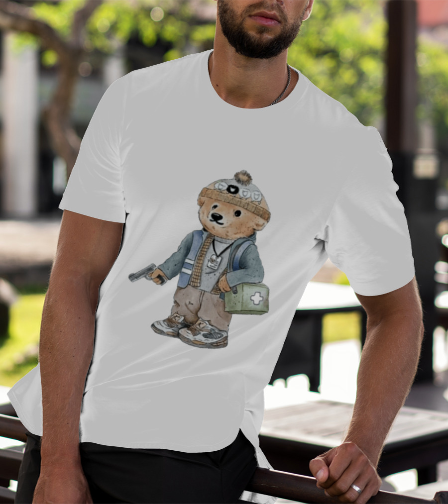 Bryan Bear Toy With Gun And First Aid Kit Beanie T-Shirt