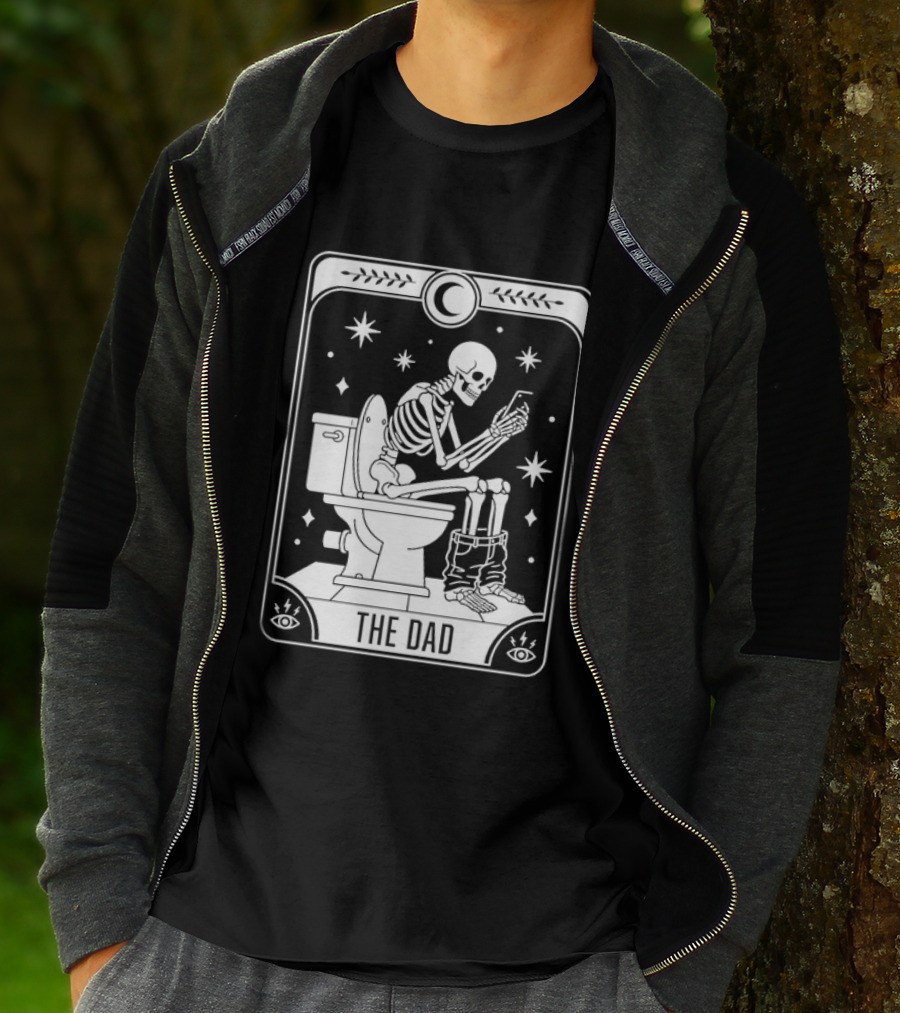 Dad Skeleton Tarot Card Toilet Humor Tarot Dad Card T-Shirt