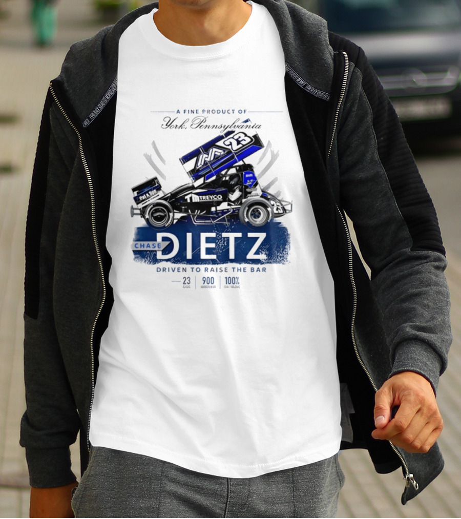 Chase Dietz Sprint Car 23 Driven To Raise The Bar York Pennsylvania Racing T-Shirt