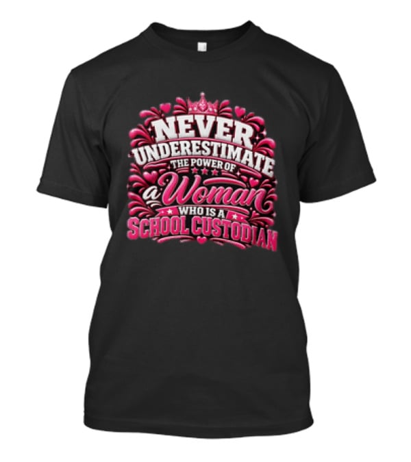 Never Underestimate The Power Of A Woman Who Is A School Custodian T-Shirt
