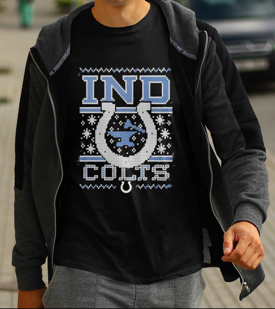 IND Indianapolis Colts Ugly Christmas Sweater Holiday Team Spirit T-Shirt