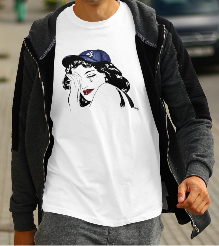 Los Angeles Dodgers Cap Crying Woman Pop T-Shirt