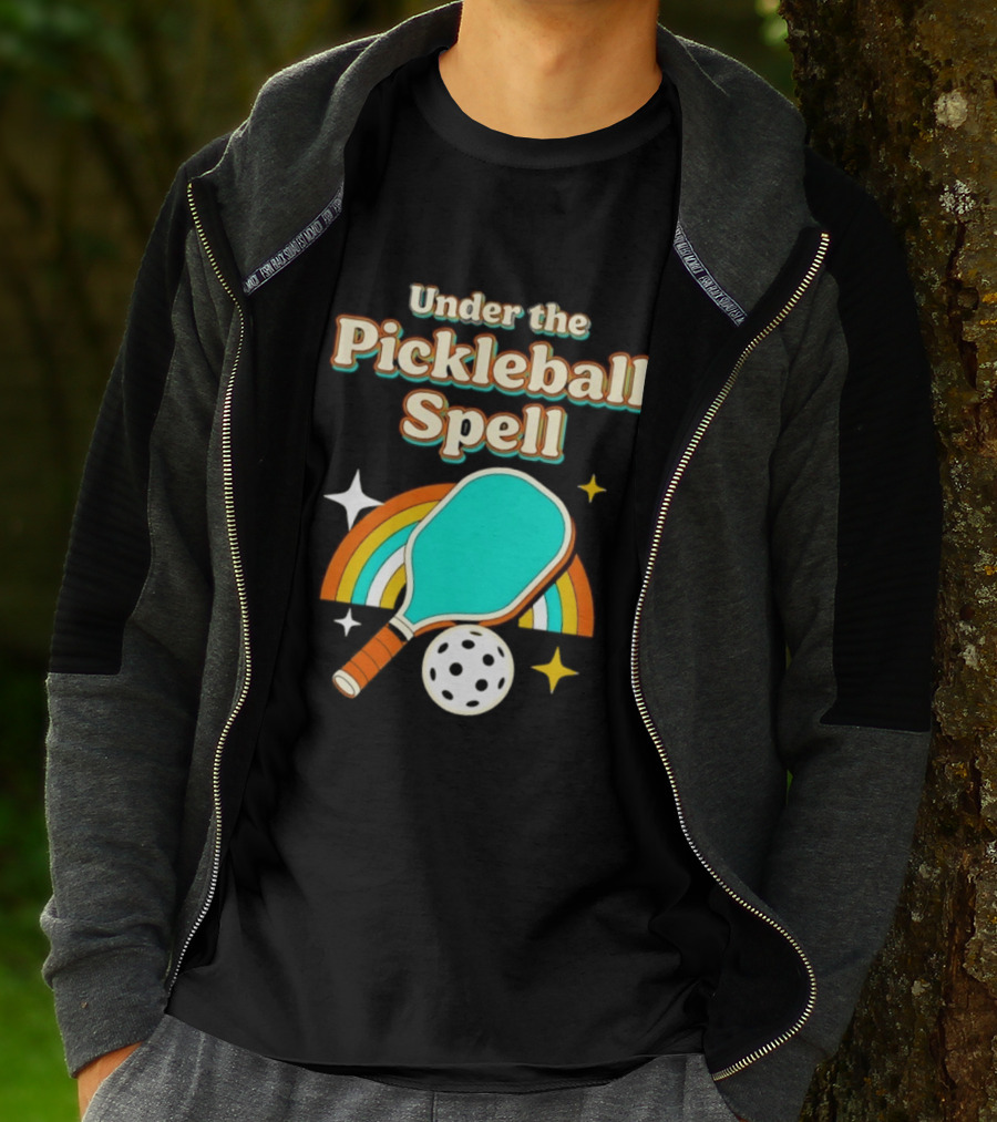 Under The Pickleball Spell Paddle And Rainbow Magic T-Shirt