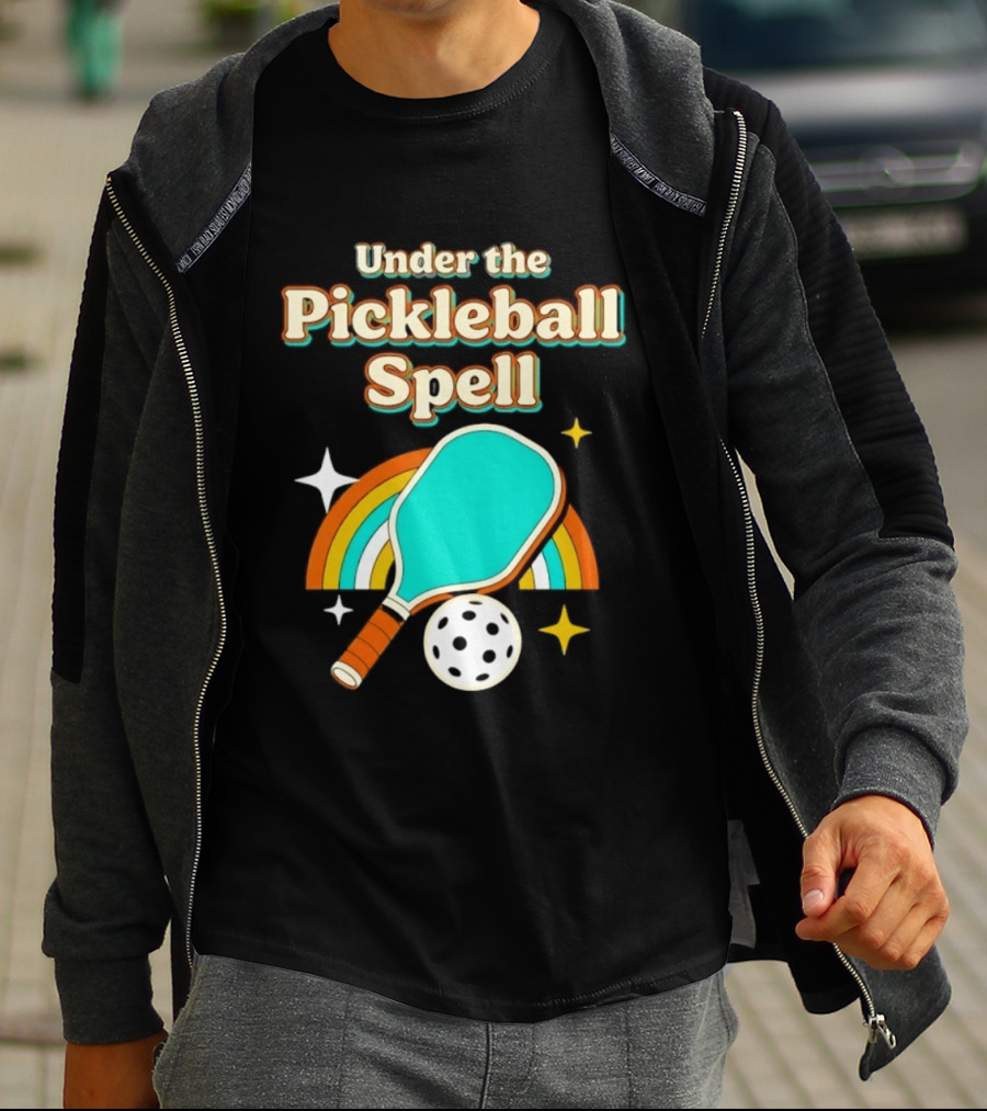 Under The Pickleball Spell Paddle And Rainbow Magic T-Shirt