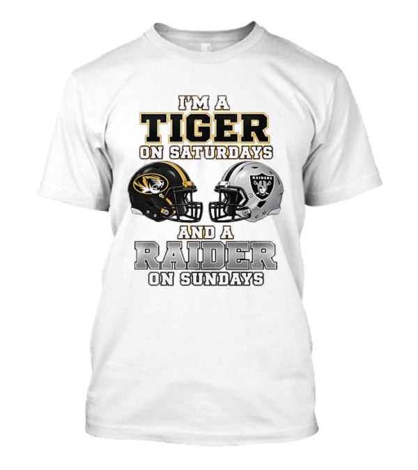 I'm A Tiger On Saturdays And A Raider On Sundays Football Helmets T-Shirt