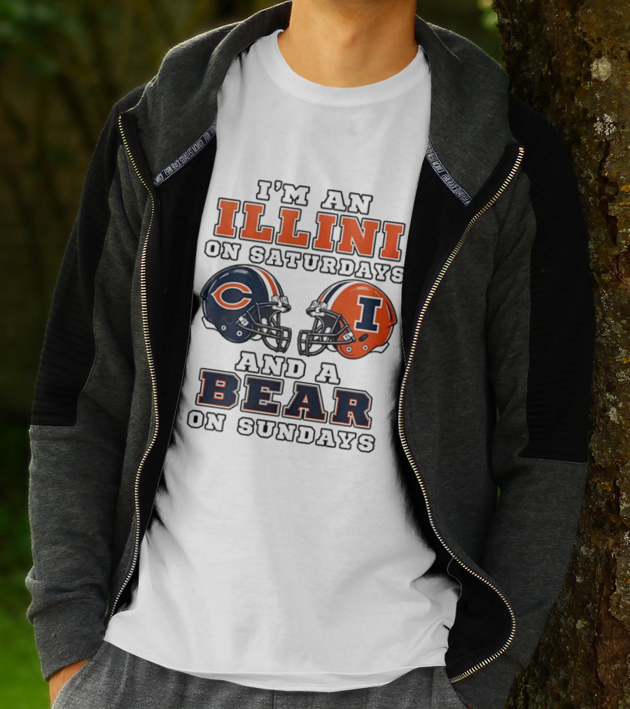 I'm An Illini On Saturdays And A Bear On Sundays Matching Game Day Helmets T-Shirt