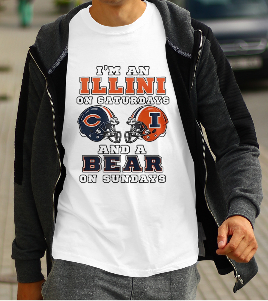 I'm An Illini On Saturdays And A Bear On Sundays Matching Game Day Helmets T-Shirt