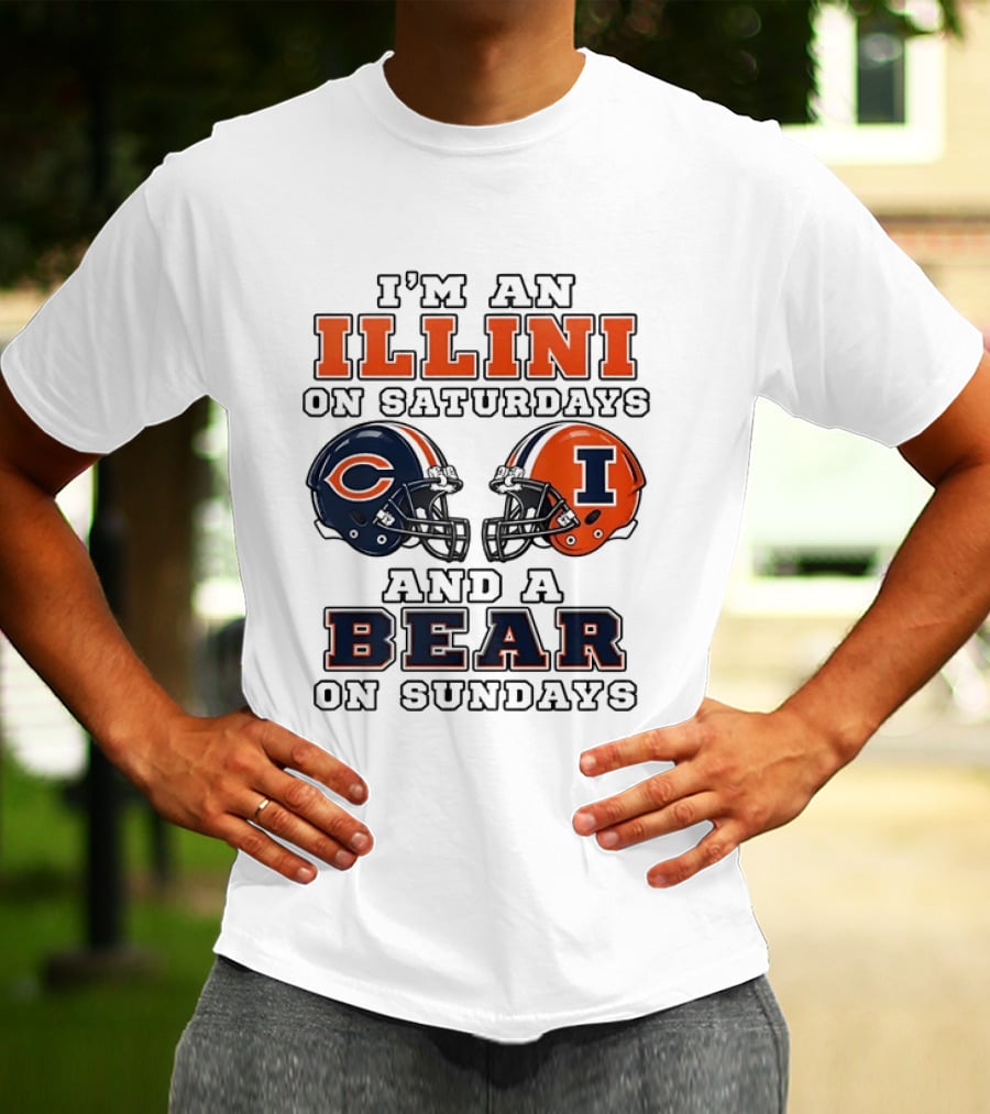 I'm An Illini On Saturdays And A Bear On Sundays Matching Game Day Helmets T-Shirt