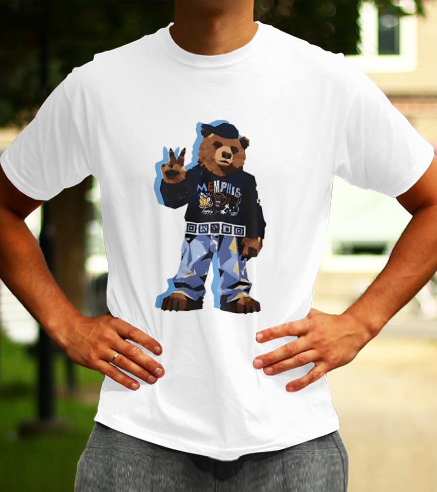Memphis Grizzlies Bear Peace Sign Retro Style Fashionable Team Spirit T-Shirt
