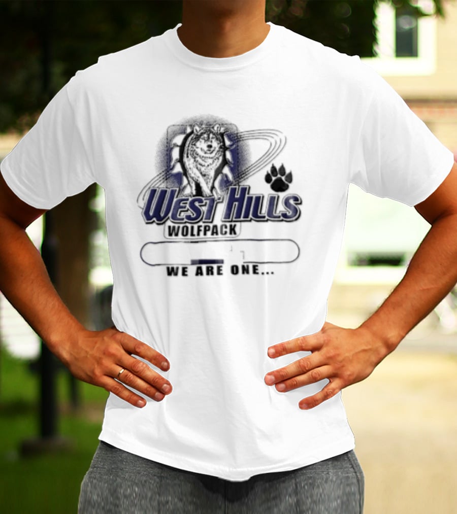 West Hills Wolfpack We Are One Wolf Head Paw T-Shirt