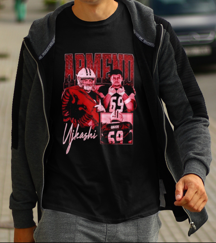 Armend Ujkashi 69 Football Player Athlete Championship Ready Red And Crimson T-Shirt