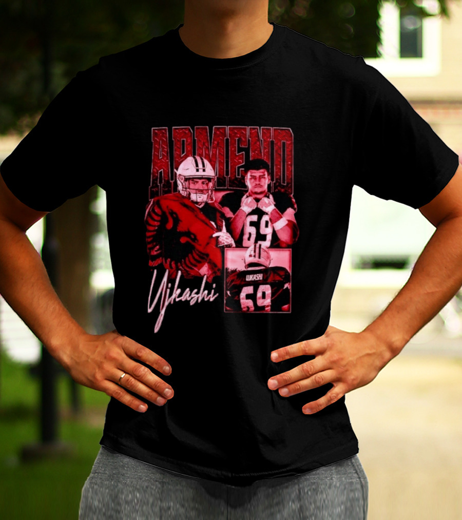 Armend Ujkashi 69 Football Player Athlete Championship Ready Red And Crimson T-Shirt