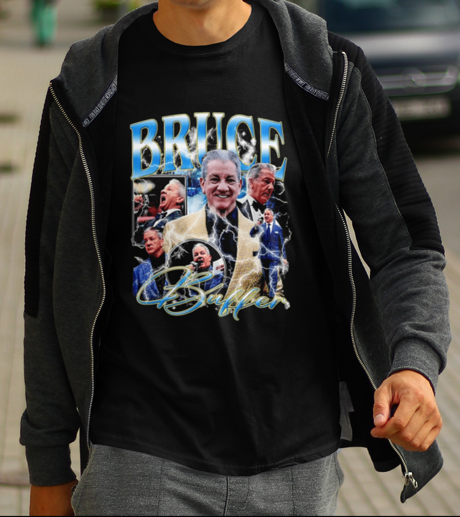 Bruce Buffer It's Time Fight Night Blue Gold Montage T-Shirt