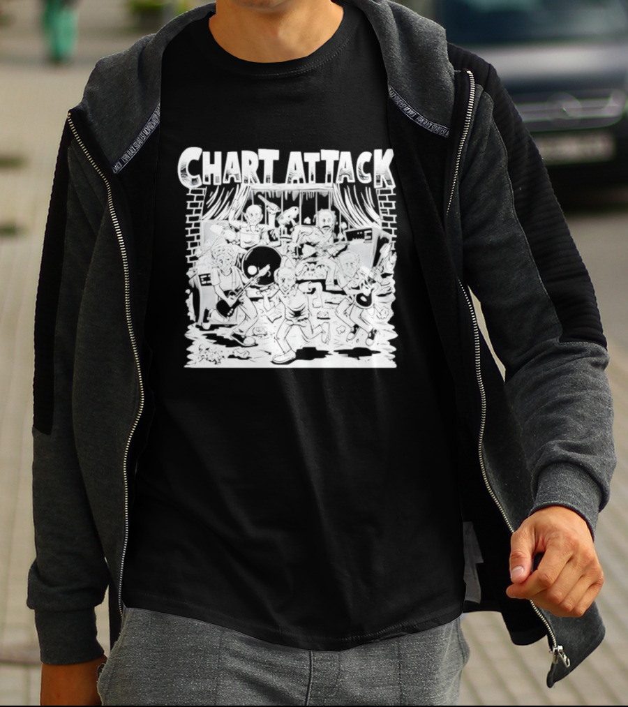 Chart Attack Band Cartoon Musicians Concert Performance T-Shirt