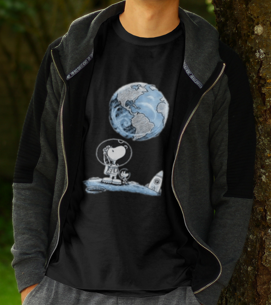 Snoopy And Woodstock Astronauts So Far Away With Earth And Rocket T-Shirt