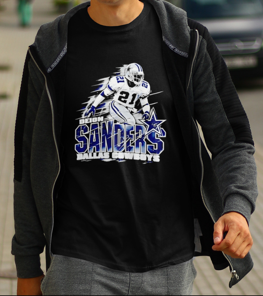Deion Sanders Dallas Cowboys 21 Star Football Legend T-Shirt