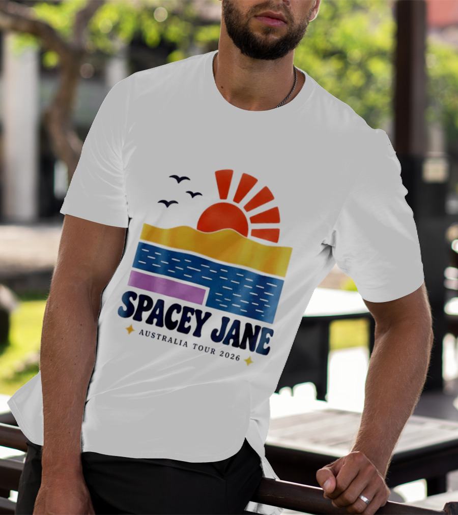 Spacey Jane Australia Tour 2026 Indie Rock Ocean Sunset Birds T-Shirt