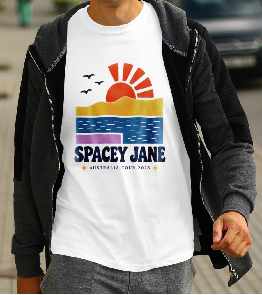 Spacey Jane Australia Tour 2026 Indie Rock Ocean Sunset Birds T-Shirt