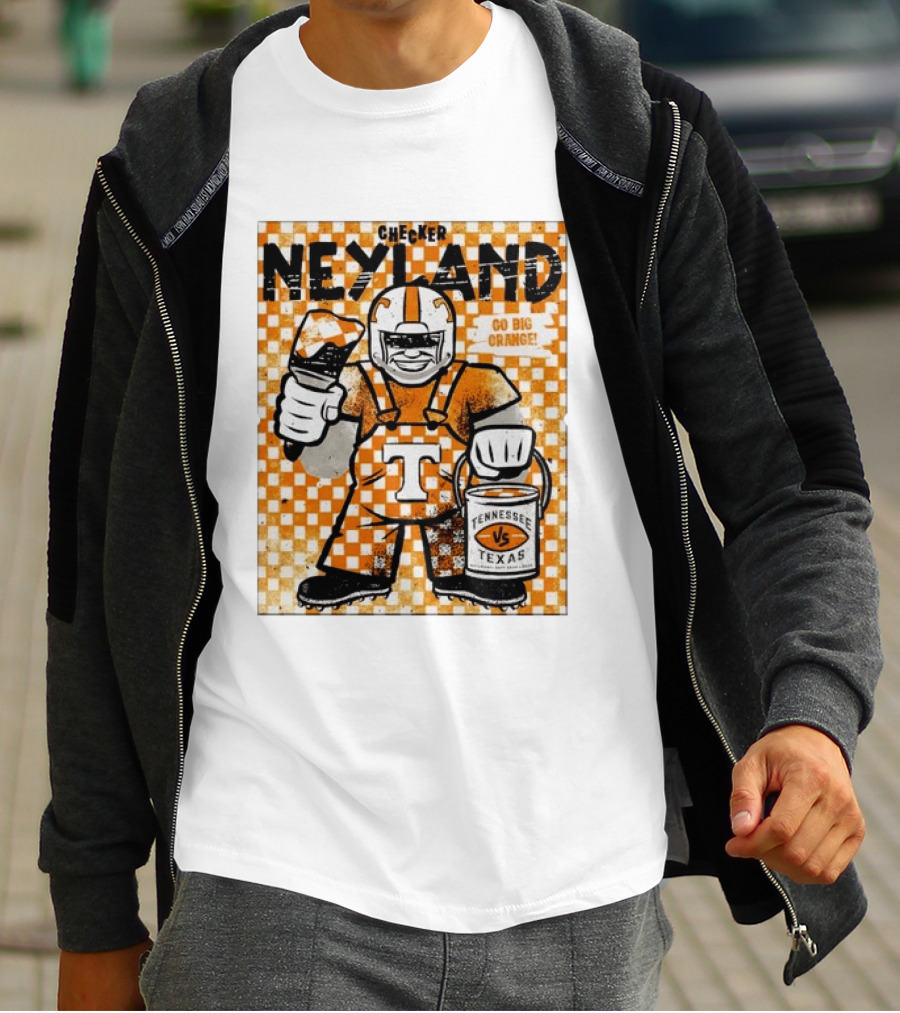 Checker Neyland Go Big Orange Tennessee Volunteers VS Texas Saturday T-Shirt