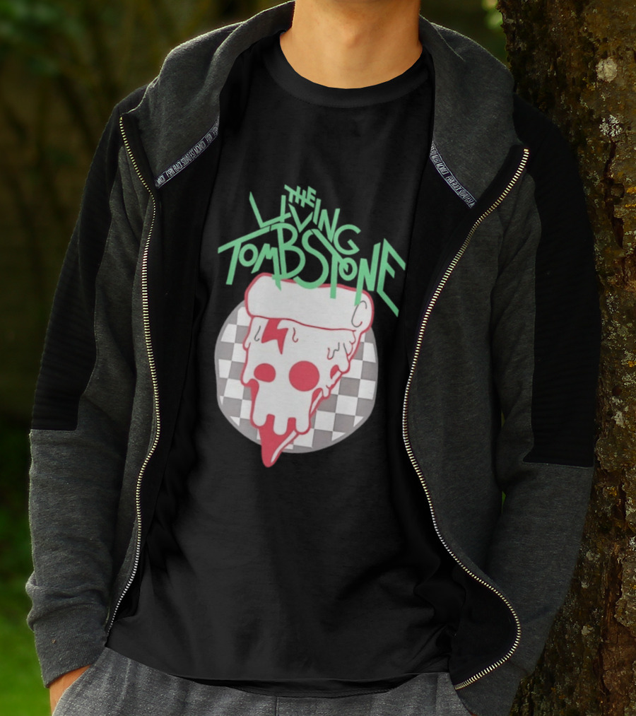 The Living Tombstone Pizza Skull Checkered T-Shirt